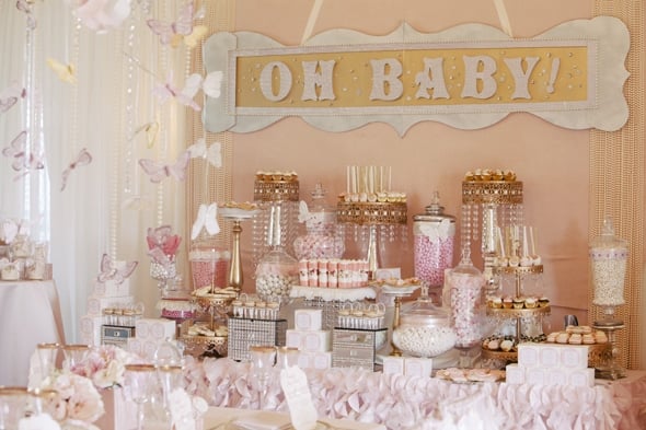 Pink and Gold Baby Shower Candy Table