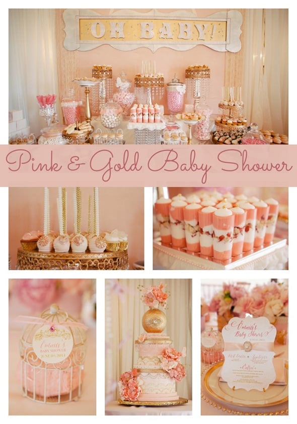 Whimsical Pink and Gold Baby Shower - Pretty My Party