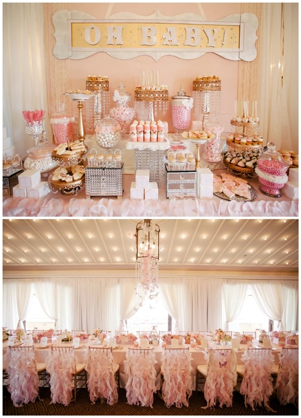 Pink and Gold Baby Shower Table Decorations