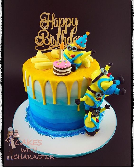 Minion Drip Cake - Minion Birthday Ideas