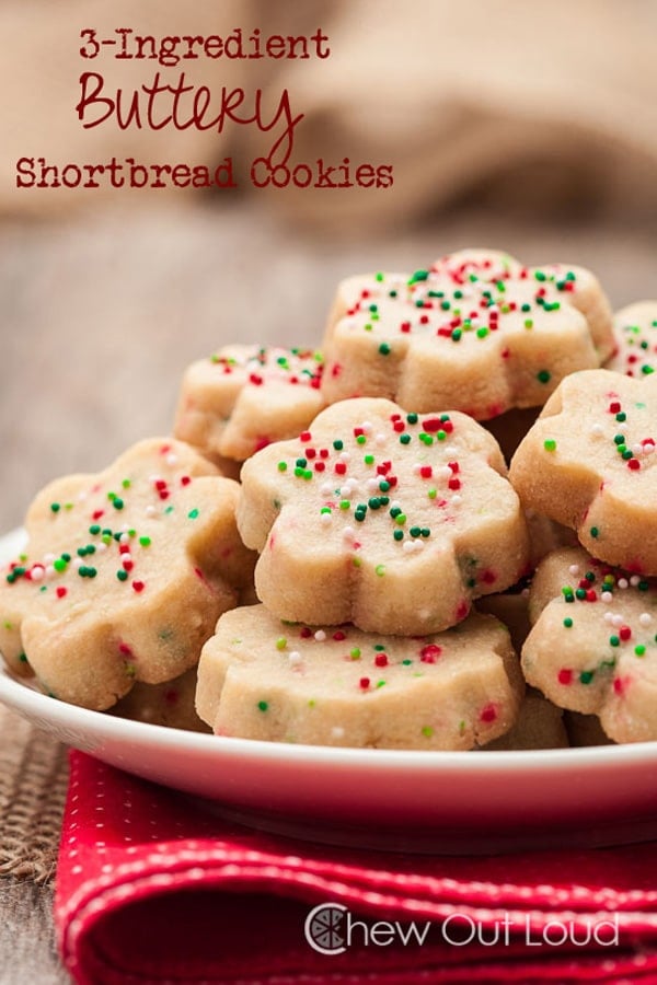Three Ingredient Christmas Shortbread Cookies - 25 Best Christmas Cookie Exchange Recipes