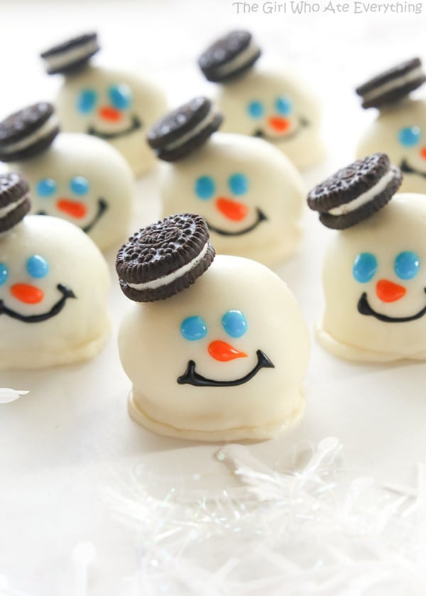 Melted Snowman Oreo Balls - 25 Best Christmas Cookie Exchange Recipes
