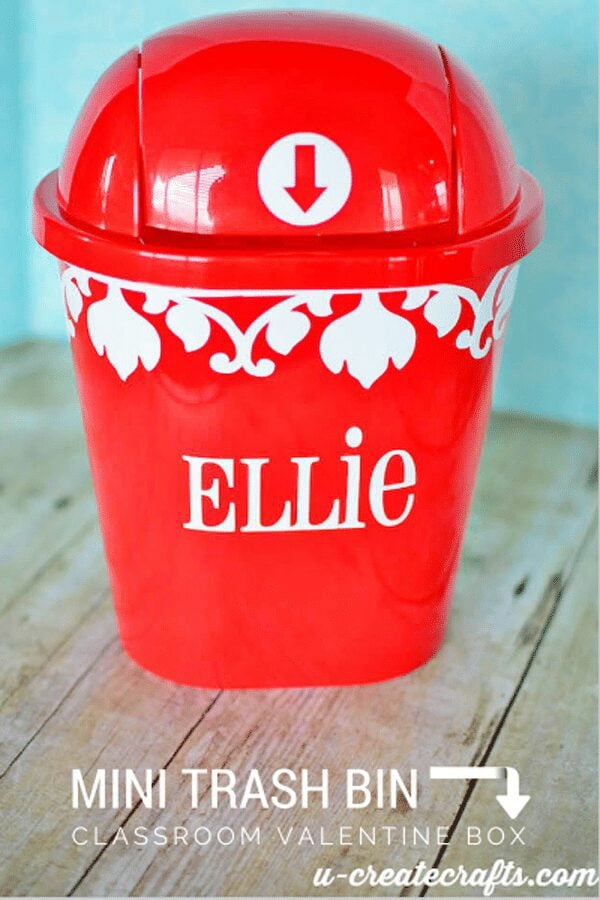 Red Mini Trash Bin Classroom Valentine Box Idea