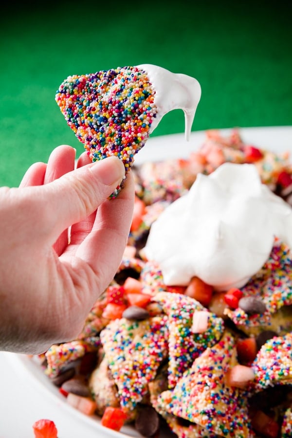 Funfetti Dessert Nachos - How to throw a kid-friendly super bowl party