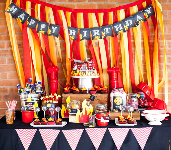 Firefighter Birthday Party Dessert Table