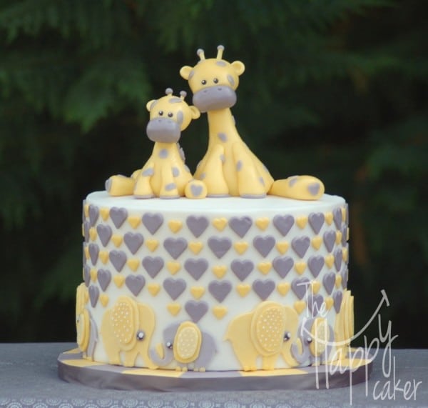 Elephants and Giraffes Baby Shower Cake, Amazing Baby Shower Cake
