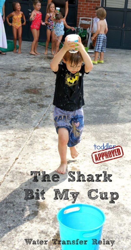 The Shark Bit My Cup Water Transfer Relay Game - Fun Games To Play For Backyard Parties