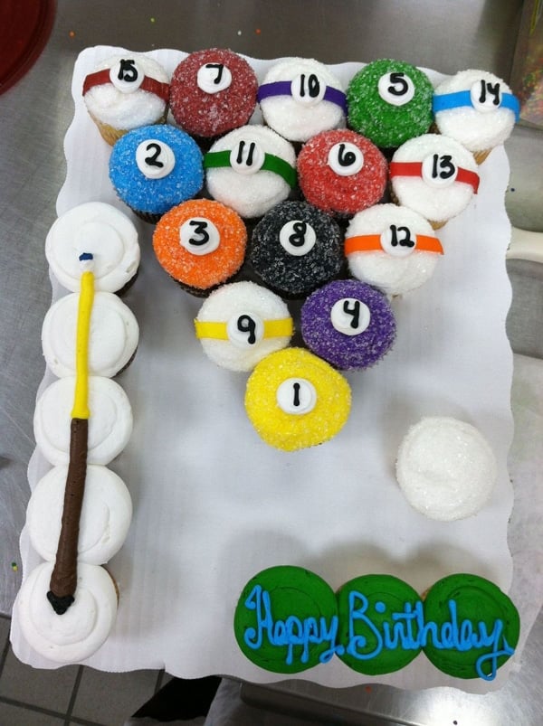 Pool Billiards Cupcake Cake 