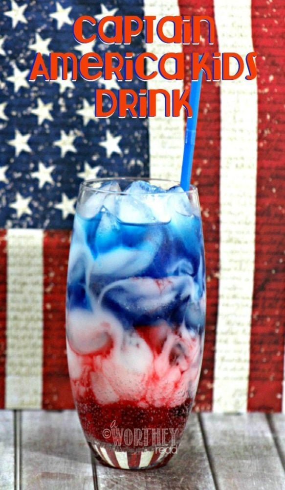 Captain America Kids Drink, 20 Ideas for Celebrating 4th of July via Pretty My Party