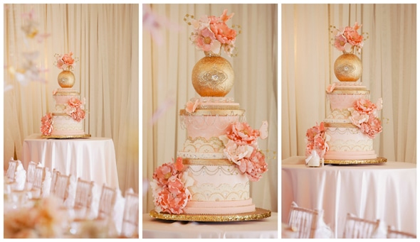 Gorgeous Pink and Gold Baby Shower Cake For Girls