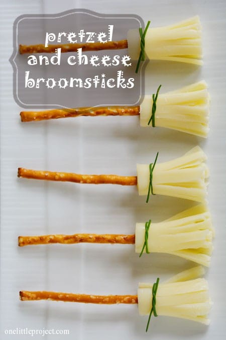Pretzel and Cheese Broomsticks, Healthy Halloween Snacks
