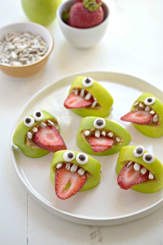 Silly Monster Apple Bites, Healthy Halloween Snacks