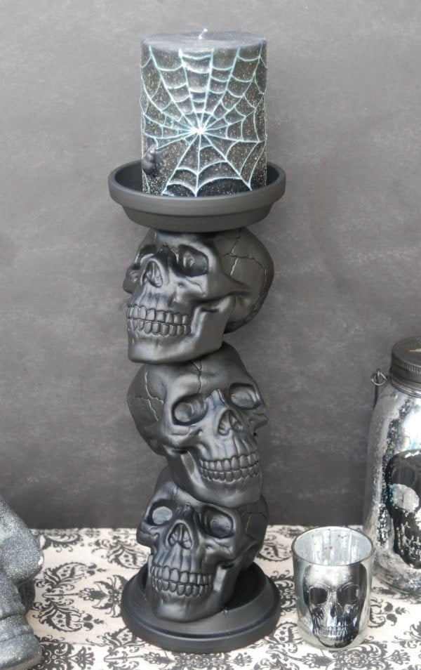 DIY Halloween Skull Candle Holder, DY Halloween Decorations