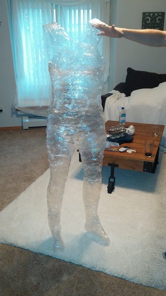 DIY Halloween Decorations - Packing Tape Ghost Body