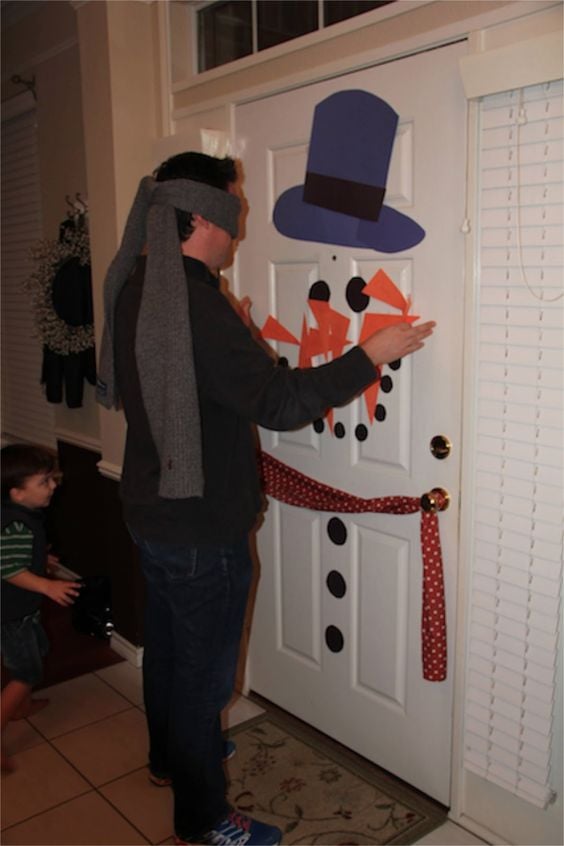 Pin the Carrot on the Snowman Family Christmas Game