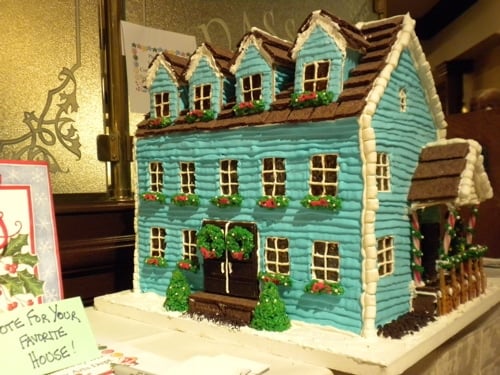 Blue Cabin Gingerbread House Idea