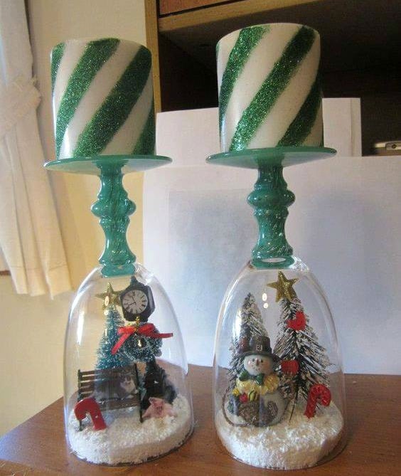 Christmas Candle Holder Snow Globes