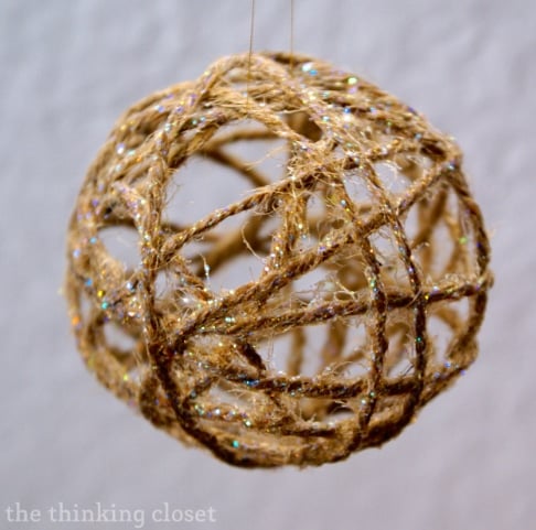 Glitter Twine Ball DIY Christmas Ornament