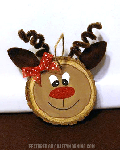 Wood Slice Reindeer DIY Ornament