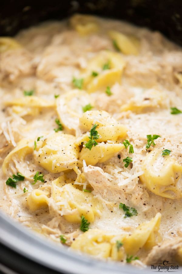 Slow Cooker Chicken Alfredo Tortellini