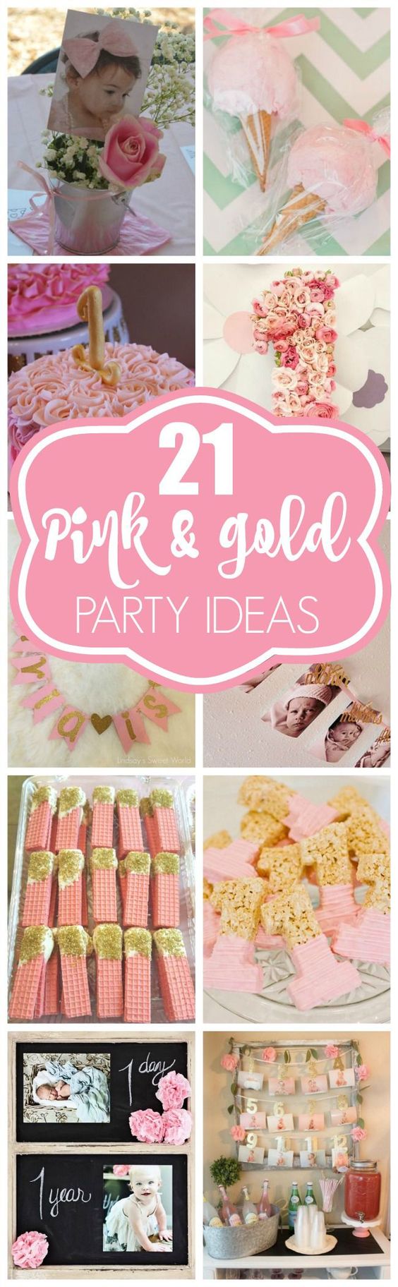 21 Pink and Gold First Birthday Party Ideas - Pretty My Party