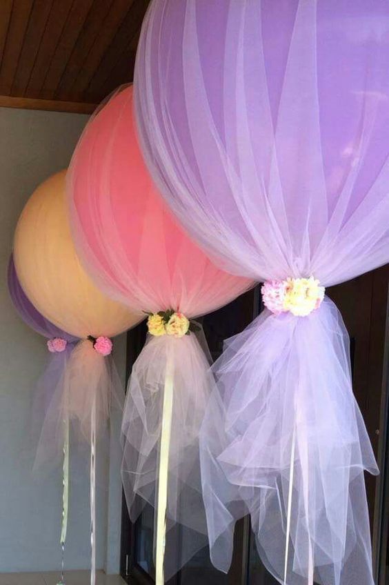 DIY Tulle Wrapped Balloons for a fairy themed birthday party