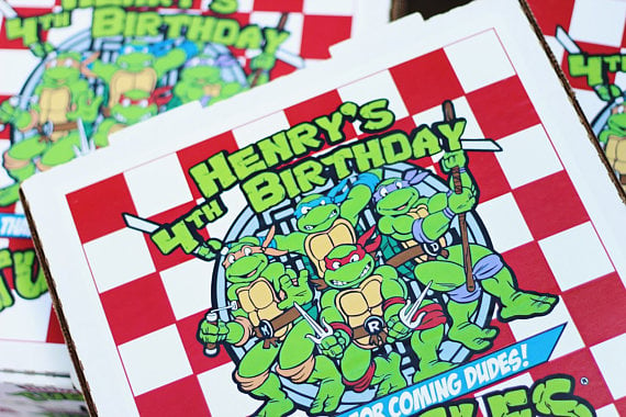 Ninja Turtle Printable Labels and Pizza Boxes For Birthday Party