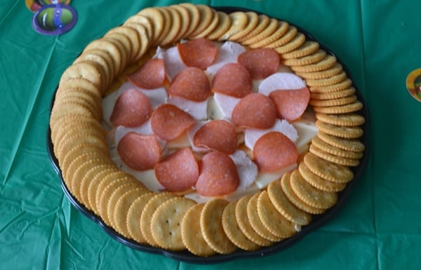Pizza Inspired Cheese and Cracker Tray for Ninja Turtle Party
