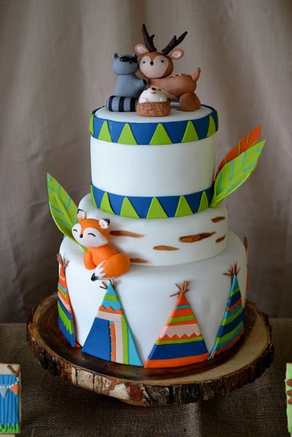 Woodland Animals Birthday Cake