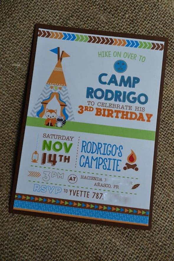 Woodland Camping Birthday Invitation