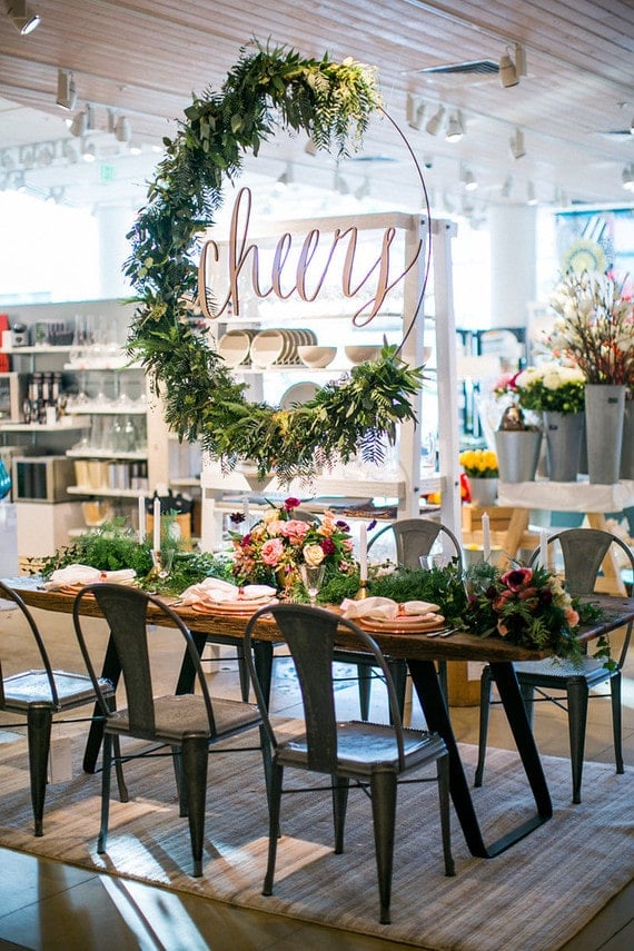 Giant Cheers Wreath with Greenery for Wedding