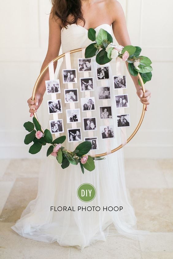 DIY Photo Hula Hoop Wreath for Wedding