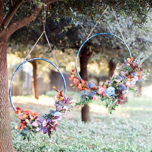 Hanging Floral Hula Hoop Wreaths for Wedding