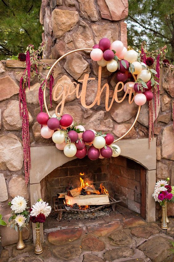Red and Gold DIY Hula Hoop Wreath