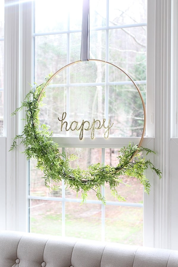 Happy Hula Hoop Wreath with Greenery