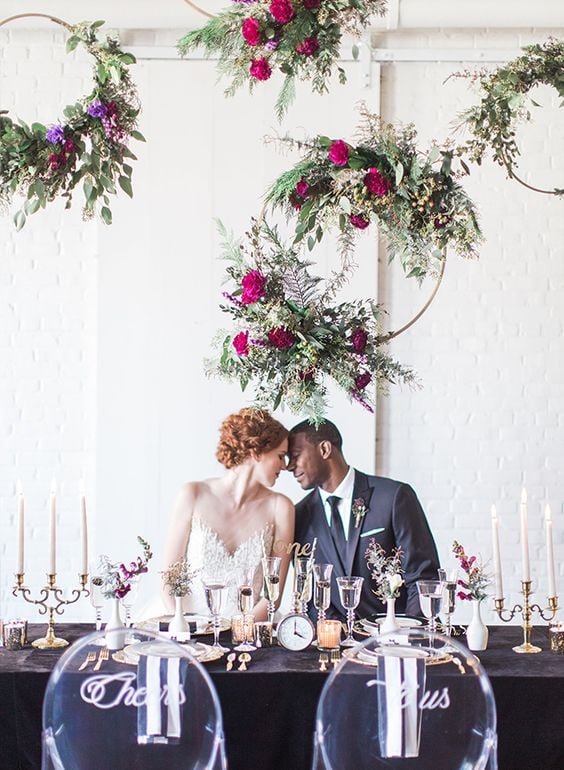 Hanging Floral Hula Hoop Wreaths for Wedding