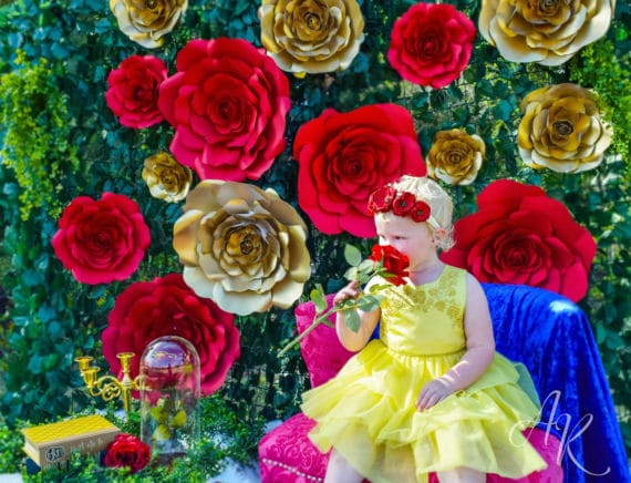 Giant Roses Beauty and the Beast Party Backdrop