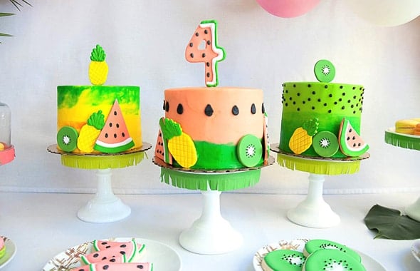 Tropical Tutti Frutti Birthday Cakes