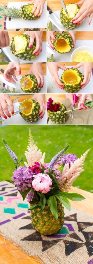 DIY Pineapple Flower Centerpiece - Moana Party Ideas