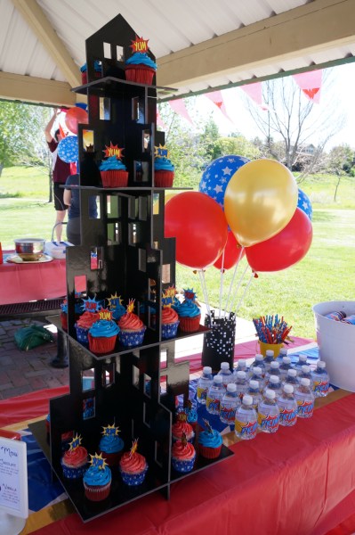 Wonder Woman Party Ideas - Cupcake Tower