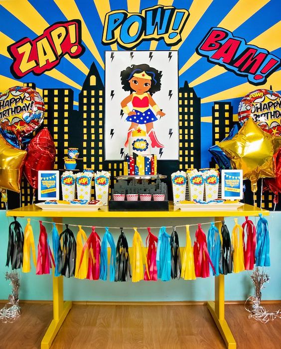 Wonder Woman Birthday Dessert Table - Wonder Woman Party Ideas