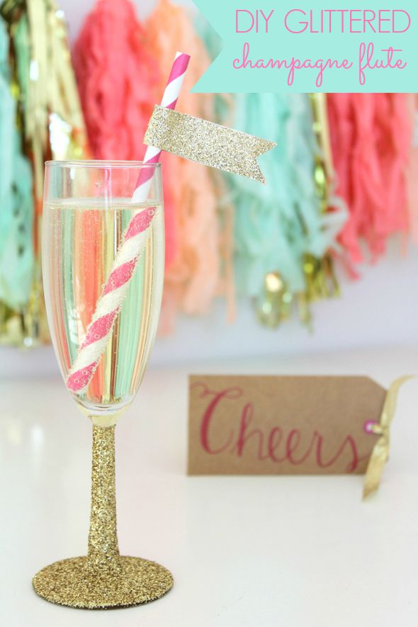 DIY Glittered Champagne Flutes - DIY Bachelorette Party Idea