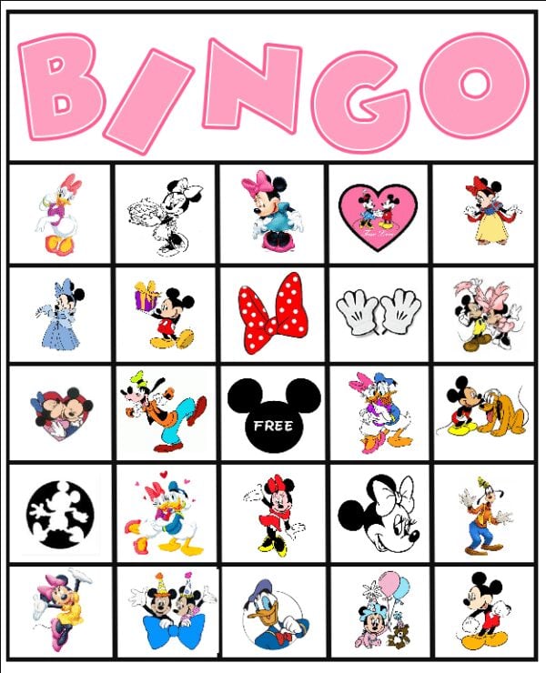 Printable Minnie Mouse bingo game