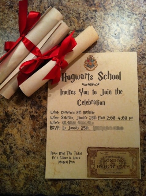 Harry Potter Birthday Invitations
