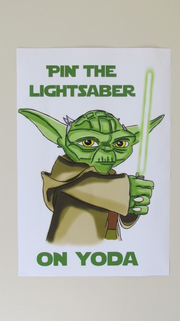 Star Wars Party Ideas | Pin the Light Saber on Yoda