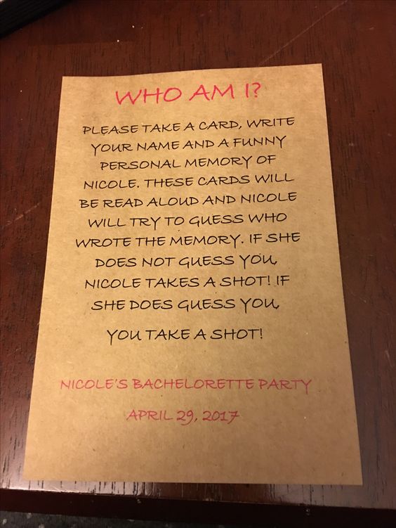 Who Am I Game - Bachelorette Party Ideas