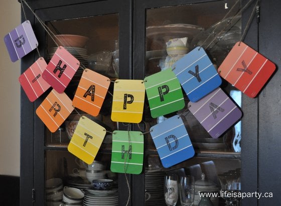 DIY Paint Sample Birthday Banner | Art Party Ideas