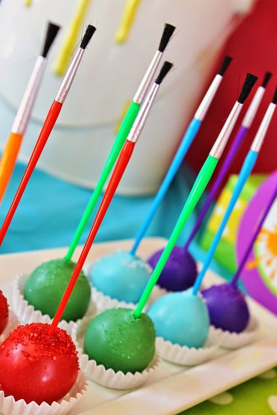 Paint Brush Cake Pops - Paint Party Ideas