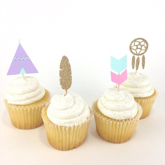Boho Cupcake Toppers - Boho Chic Party Ideas