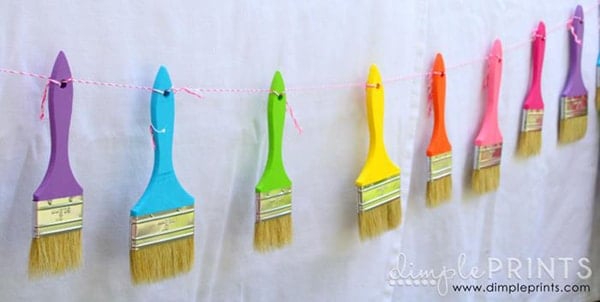 DIY Colorful Paint Brush Garland - Painting Party Ideas